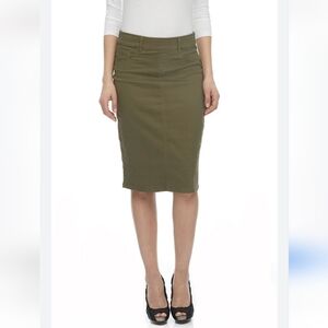 Esteez Women's Pull On Denim Pencil Skirt 'Brooklyn' ~ Army Green